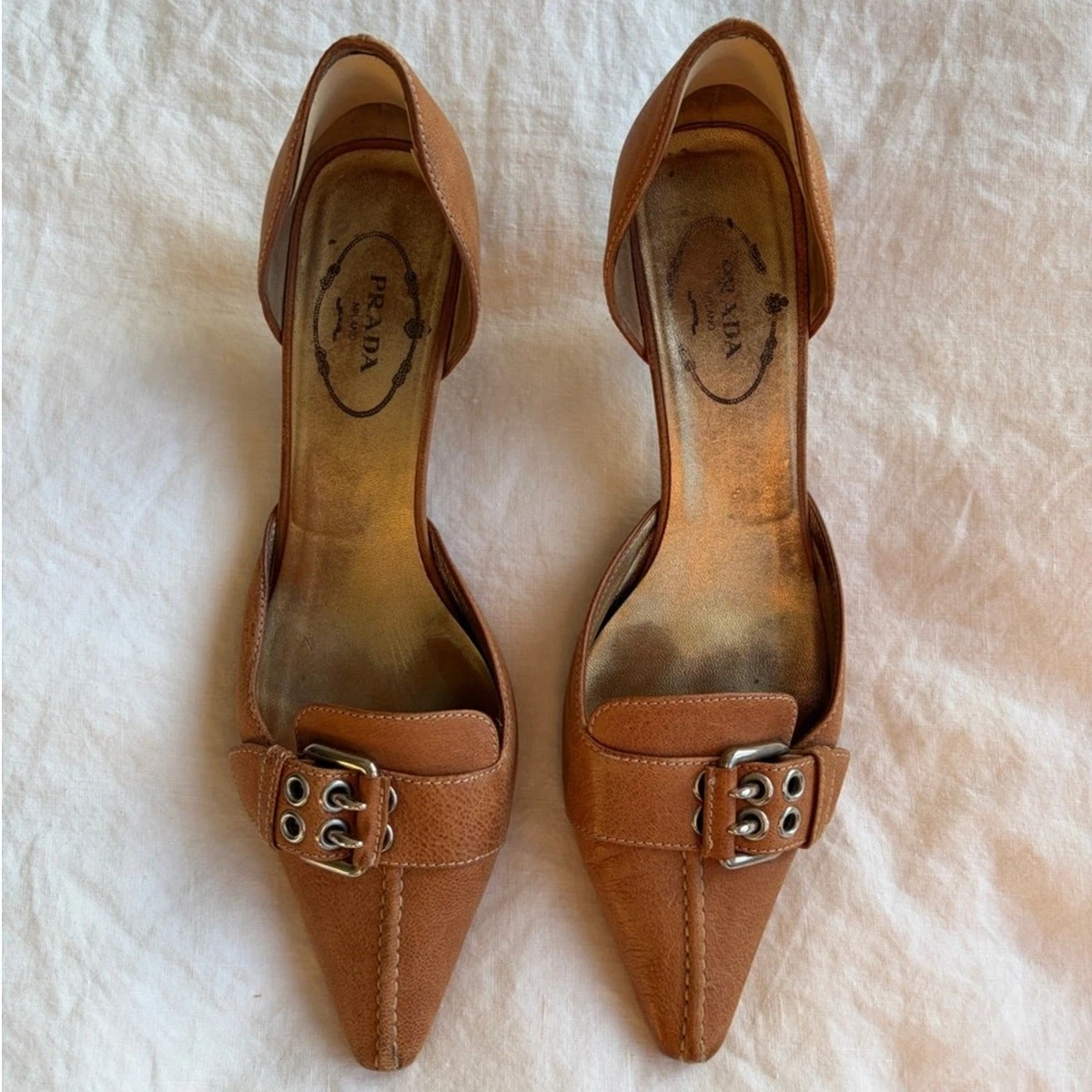 PRADA Buckle Kitten Leather Upper Heels for Women for sale | eBay
