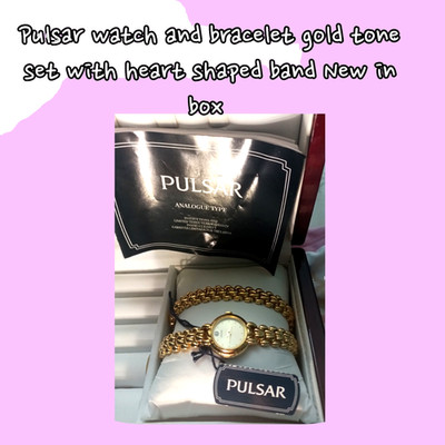 Pulsar Watch And Bracelet Gold Toned