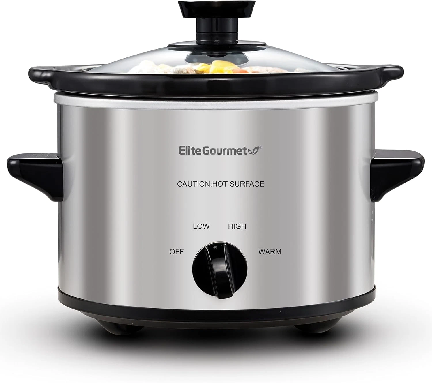 Elite Gourmet MST-250XS Electric Slow Cooker 1.5QT Ceramic Pot Stainless Steel