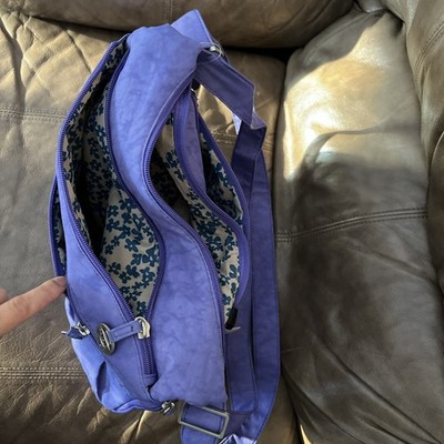 TRAVELON SAFE ID RFID BLOCKING CROSS BODY BAG W/ TINY FLASHLIGHT PURPLE  NWT