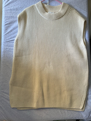 HM cable knit sweater Vest Tunic Women SZ X-LARGE White New w/Tags Sleeveless