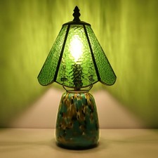Tiffany Style Stained Glass Table Lamp 12 Inch - Green Water Ripple