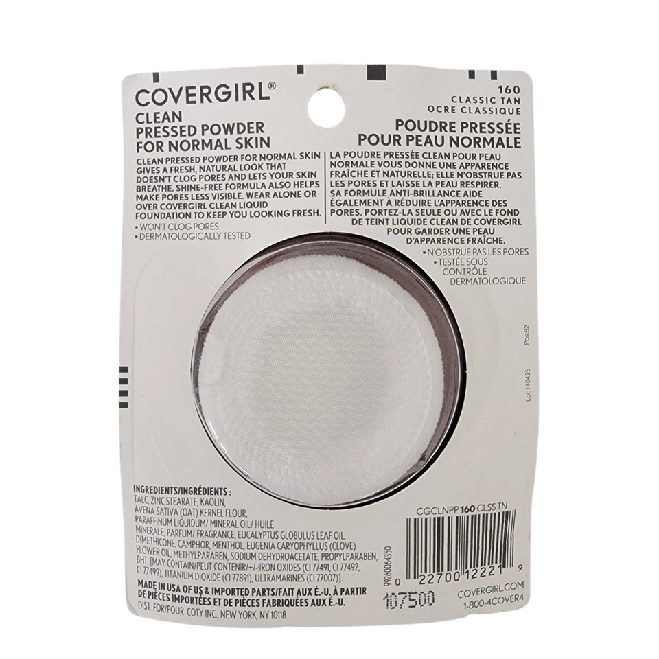 COVERGIRL CLEAN PRESSED POWDER 160 CLASSIC TAN ORIGINAL TALC - Image 3 of 3