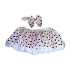 Baby Essentials White Tutu Skirt Red Hearts With Matching Bow Headband Baby 6M