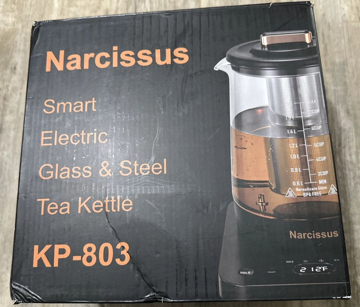 Narcissus 1.8L Glass Electric Kettle, Temp Control ±5℉, 1200W Fast Boil, Black
