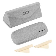 Linen Fabric Sunglasses Organizer, Protective Hard Shell Eyeglass Cases Gray