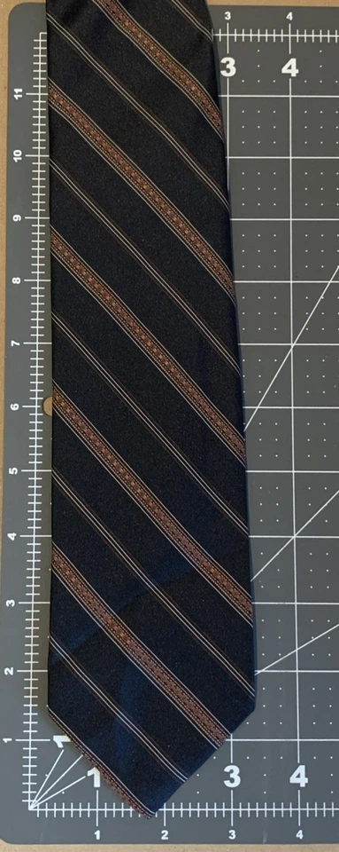 Corbata de poliéster a rayas azul marino naranja Ketch de colección Foto 4 de 4