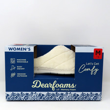 Dearfoams Women  s Memory Foam Slippers Cream/White Size M 7  8 