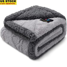 Waterproof Pet Blanket Reversible Sherpa Fleece Dog Cat Sofa Protector Cover New