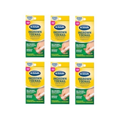 6 Pack Dr Scholls Ingrown Toenail Pain Reliever Gel Kit 0.3Oz Each