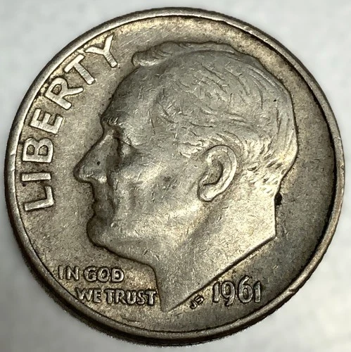 1961-D Roosevelt Dime - Circulated Condition - 90% Silver - US Coin - 3029