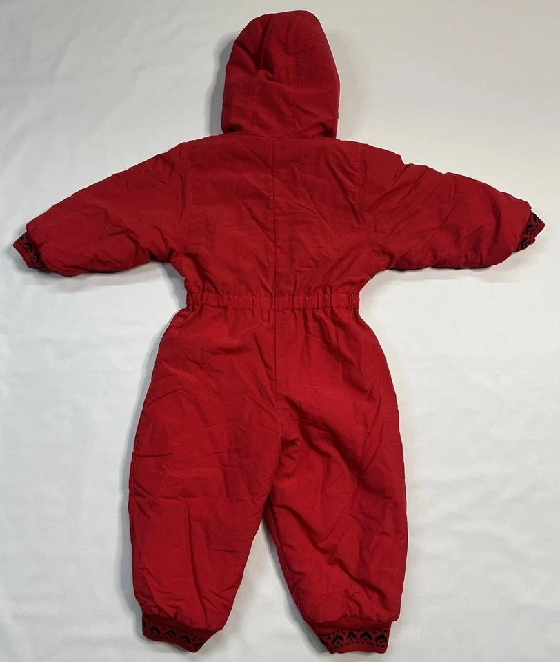 Traje de nieve de colección Lands End Fair Isle estampado forrado de lana talla 3T rojo doble cremallera Foto 3 de 4