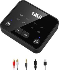 1Mii Bluetooth 5.3 TV Transmitter aptX HD 100ft Dual Headphones B06T6