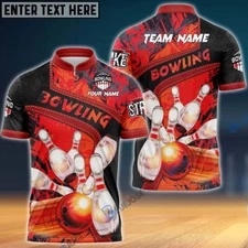 6 Color Personalized 3D Bowling And Pin Abstract Grunge Jerseys For Men S5XL