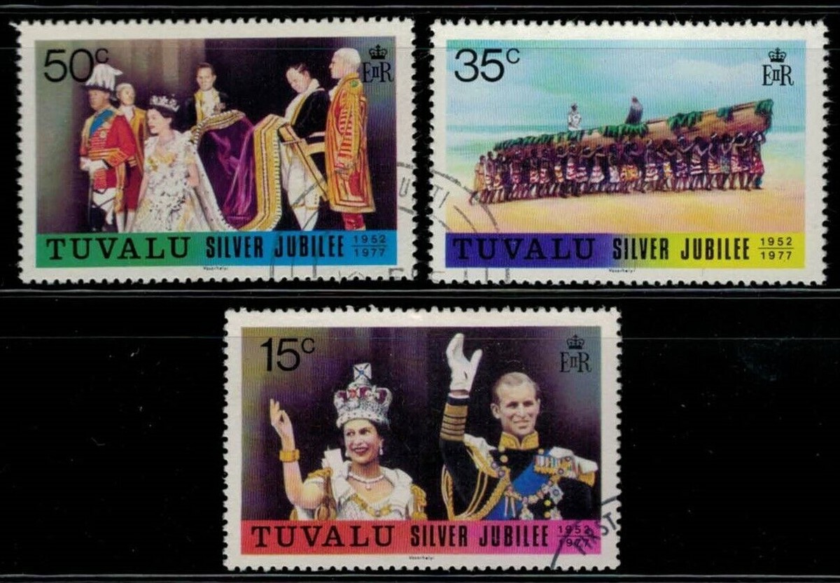 Tuvalu 43-45 CTO Royalty Silver Jubilee ships boats ZAYIX