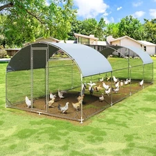 7FT/13FT/19FT/27FT Large Metal Chicken Coop,  Galvanized  Cage Dome Shaped Coop