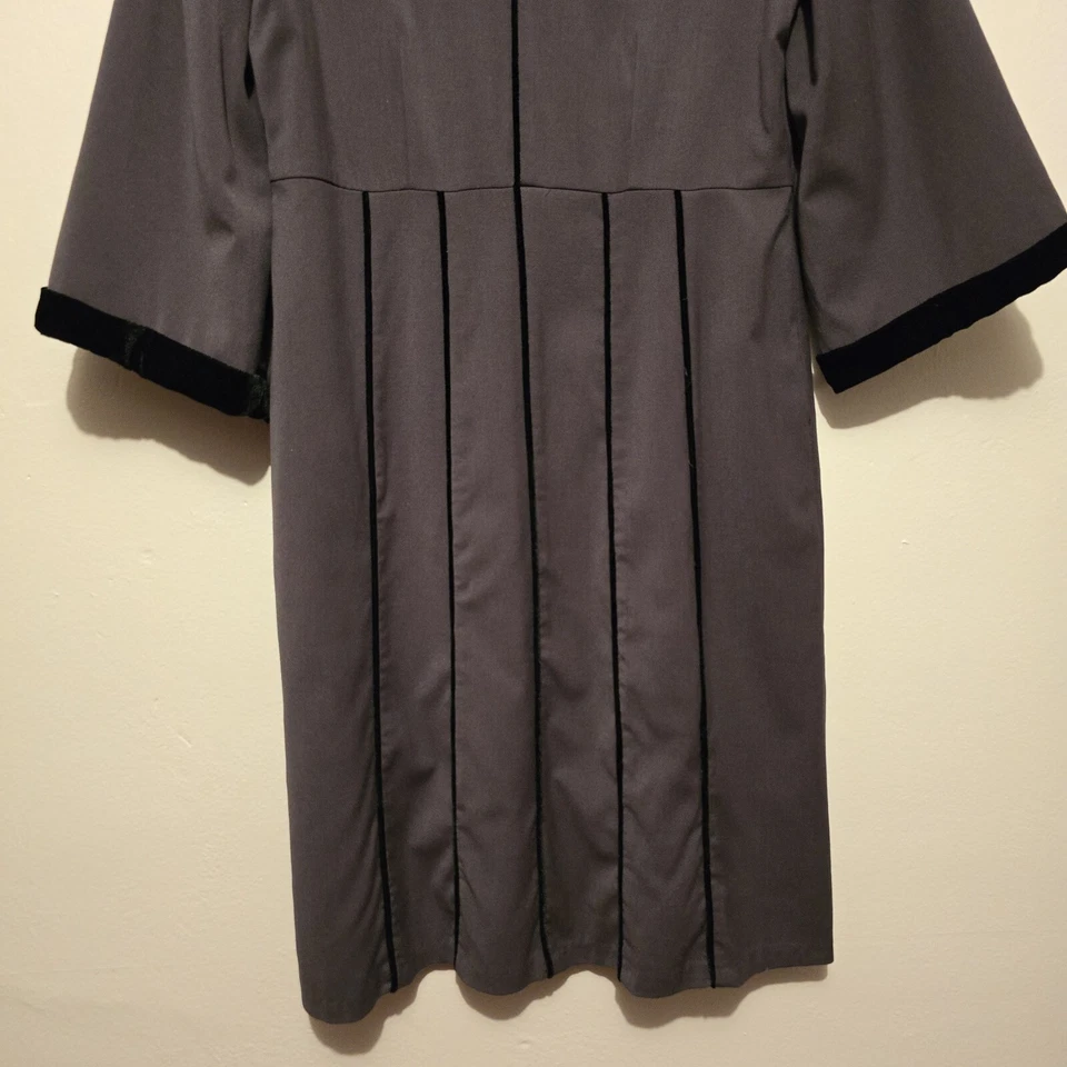 Vestido Acampanado de Tul XLG Mezcla de Lana Gris Oscuro Negro Terciopelo Forrado Steampunk Foto 4 de 4