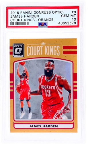 2016 Donruss Optic James Harden Court Kings Orange #9 /199 PSA 10