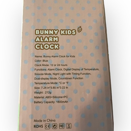 Digital Alarm Clock Light Kids Rabbit Bunny Ear Sound Night Lamp Desk Blue - Picture 4 of 6
