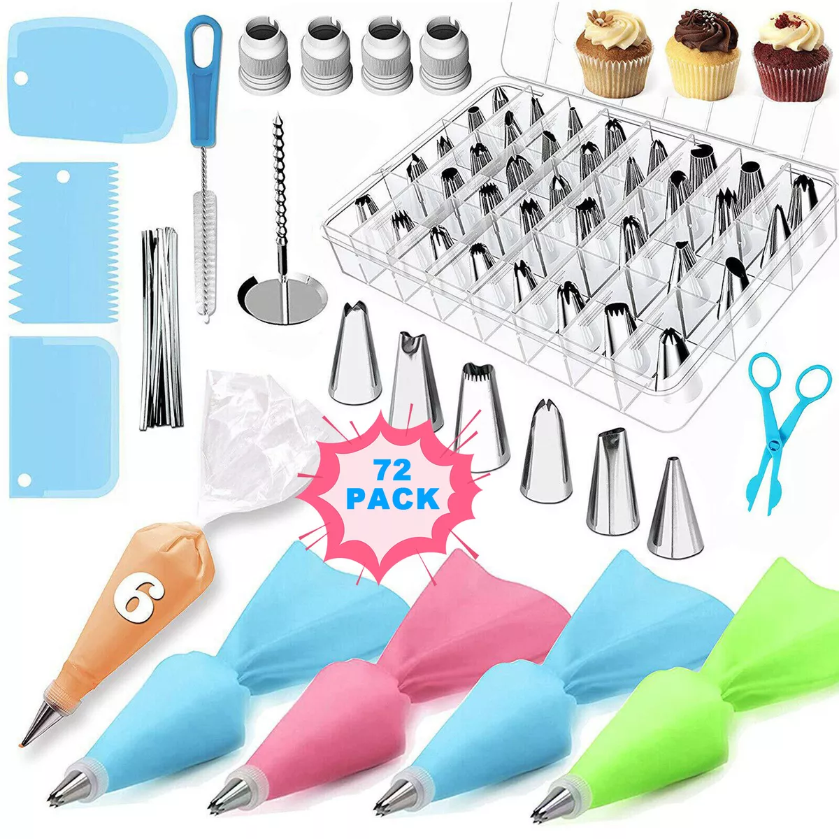 72pcs Cake Decorating Supplies Kit Professional DIY Cupcake Baking ...