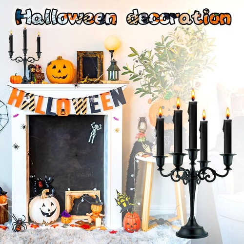 Versatile Indoor Black Metal Candelabra - Perfect for Weddings, Holidays & Gifts - Picture 6 of 9