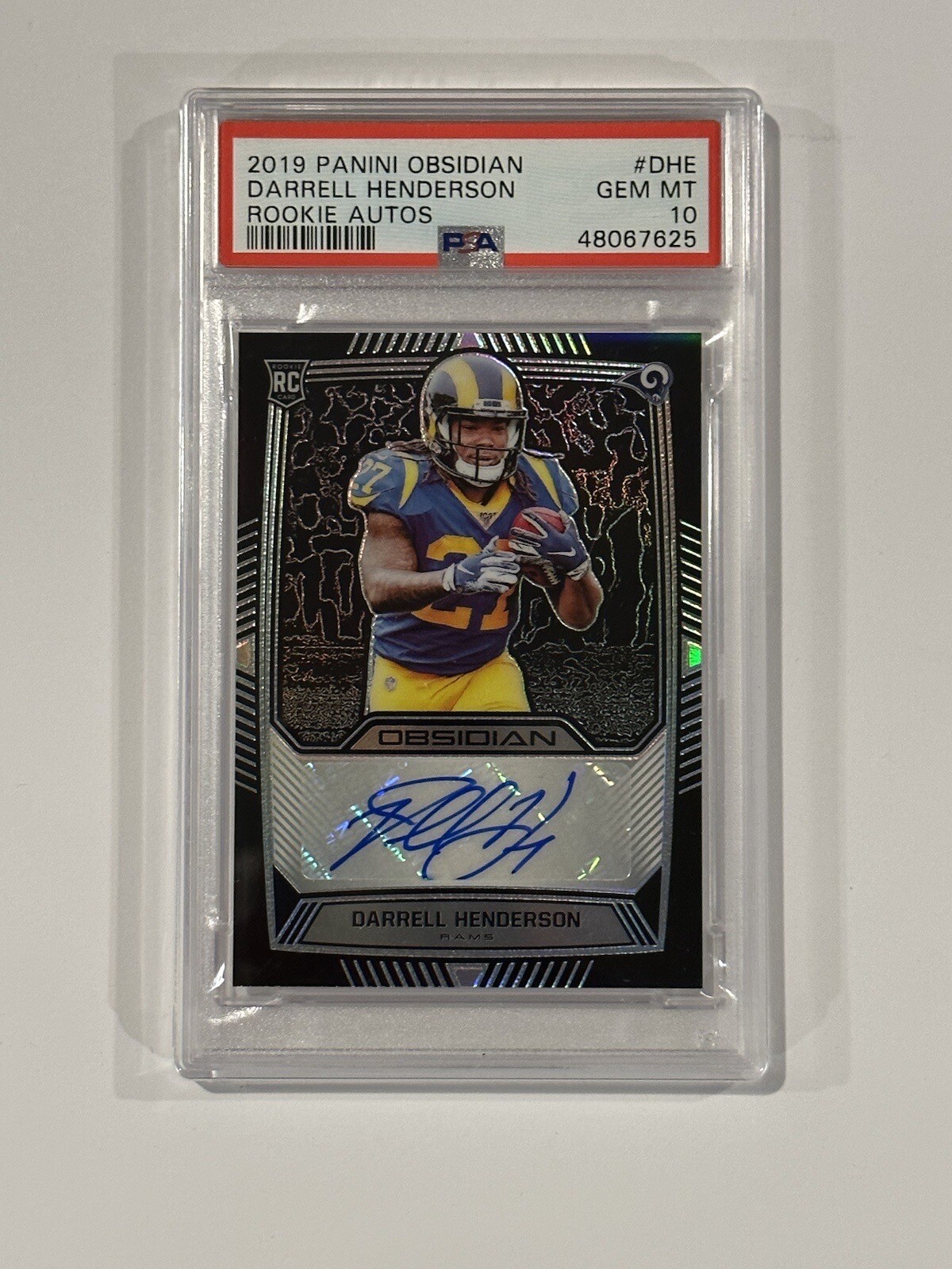 2019 Obsidian Darrell Henderson Black Rookie Auto /150 Rams PSA 10