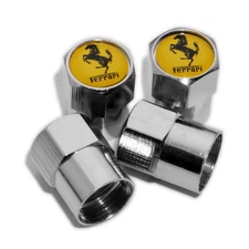 4pcs Hex Fit Ferrari Car Wheels Tire Air Valve Caps Stem Dust Cover Decor Silver