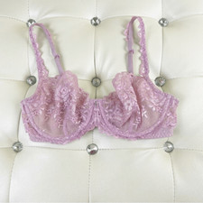 BUY ONE GET ONE FREE Victorias Secret Unlined Lace Lilac 32d Bra polka dot back