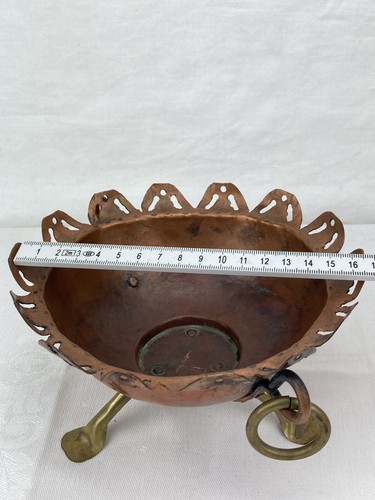 Schale Messing & Kupfer altes Teil antik / vintage Feuer-/Räucher-/Blumenschale - Imagen 10 de 11