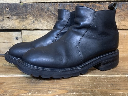 Frye Mens Black Leather Slip-On Zip 