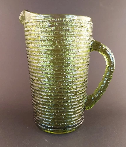 Vintage Anchor Hocking Avacado Green Soreno Juice Beverage Pitcher 6.5" Retro