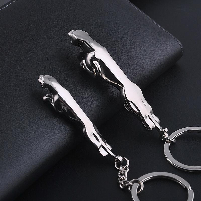 Luxury Car Silver Stainless Steel Design Keychain Jaguar Car