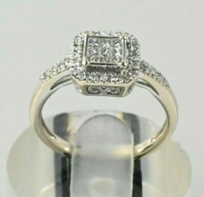 ELEGANT 14k WHITE GOLD 1/2 CT TW PRINCESS DIAMOND HALO ENGAGEMENT RING size 5.25