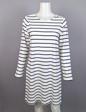J Crew NWT Striped Button Shoulder Mini Dress Long Sleeve Cotton Knit Sz Small