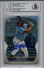 Xavier Isaac 2023 Bowman Chrome Refractor Autographed Signed Rookie Card Beckett