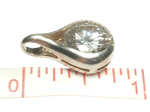 Sterling Silber Träne Tropfen Anhänger mit klarem Stein - 3/4 Zoll lang - .925 - Bild 3 von 3
