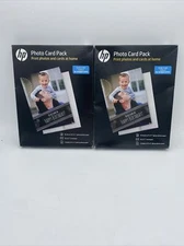 2 HP Photo Card Packs 5x7 Paper w/ Envelopes & 4x6 Photo Paper Glossy NOS