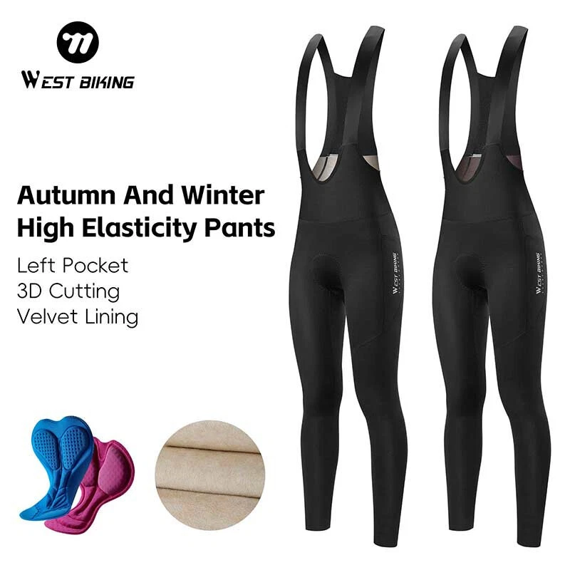WEST BIKING Ciclismo Babero Medias Acolchadas Polar Leggings Largos Invierno Bicicleta Pantalones Foto 2 de 4