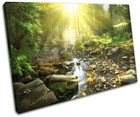 Woodland River Stream Forest Landscapes SINGLE CANVAS WALL ART Picture Print