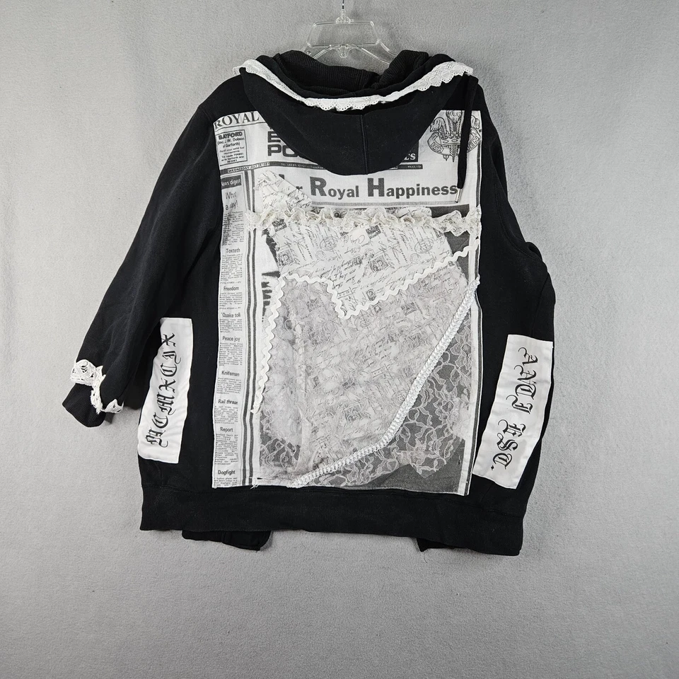 Sudadera con capucha Mulisha de metal vintage para mujer M apliques negros adornados Y2K ropa de calle Foto 3 de 4