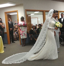 bridal Veil Lace Mantilla long Cathedral length bride Veil