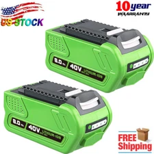 2X 40V 8.0AH For Greenworks G-MAX 40 Volt Lithium Battery 29472 29462 29252 NEW