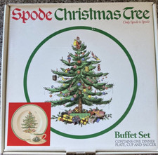 Spode CHRISTMAS TREE Holiday Buffet Set -Dinner Plate, Cup Saucer NEW 6 sets
