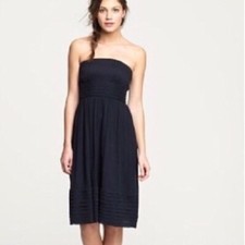 J Crew women's Black Silk Empire Waist Strapless Dress Size 6 Petite New w/ Tag