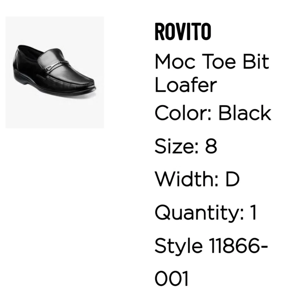 Florsheim Rovito Black Moc Toe Bit Loafer Men's Size 8 - Image 2 of 4