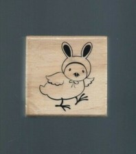 Brand New Vintage Craft Smart Wooden Rubber Stamp Adorable Chick w Bunny Ears
