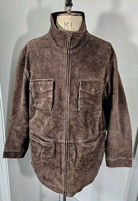 Vintage Timberland Brushed Leather Field Jacket Men's Large/2XL Brown Soft Coat
