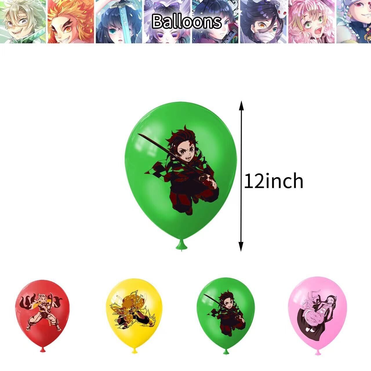 1Set Demon Slayer Kimetsu No Yaiba Balloons Anime Demon Slayer Birthday  Banner Cake Topper Girls Kids Birthday Party Decorations