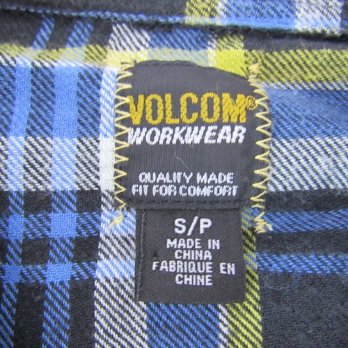 VOLCOM Flannel Shirt Small Plaid Pattern Skate Vintage Tire Buttons - Picture 8 of 12