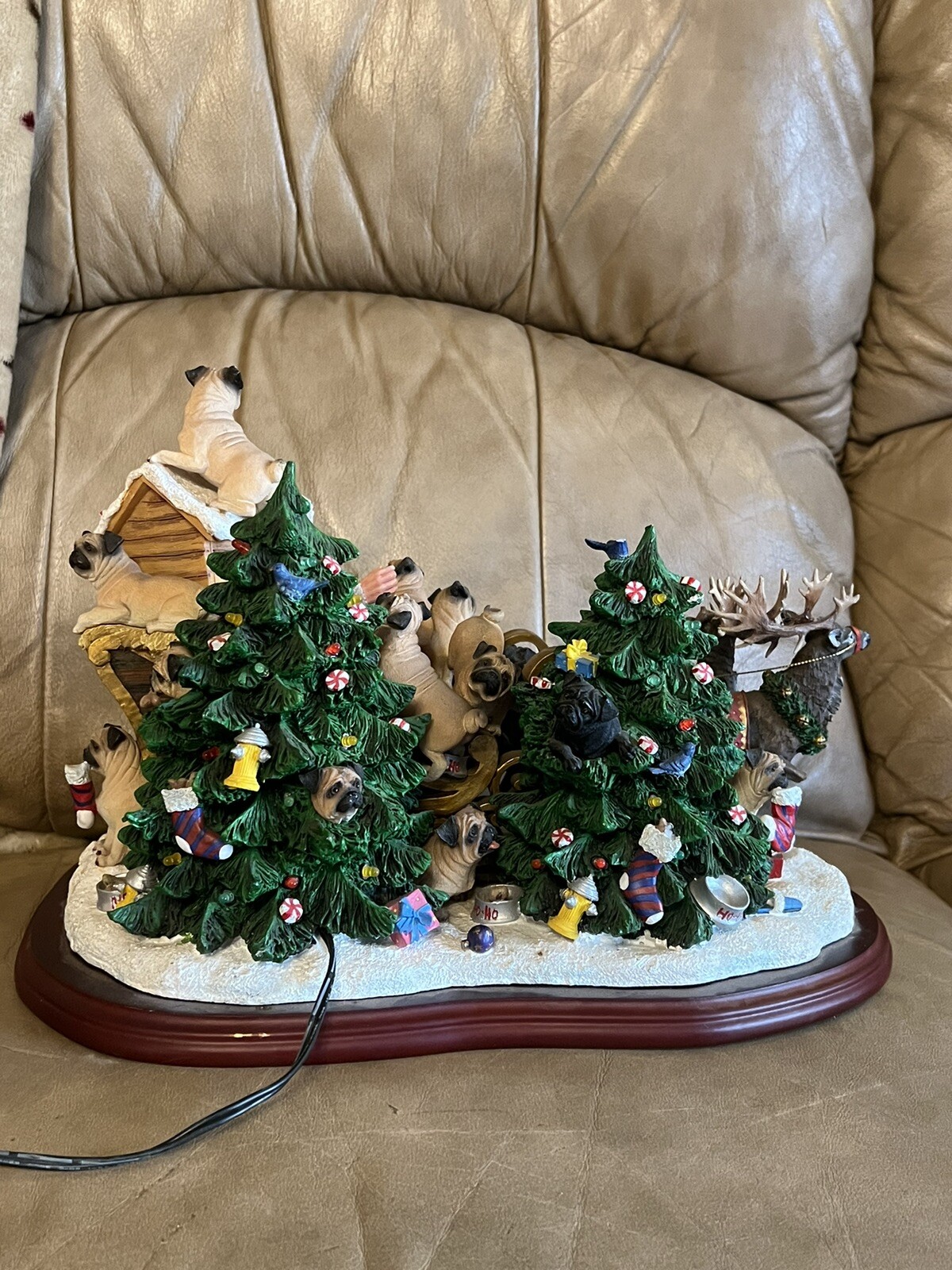 Rare danbury mint pug christmas sleigh With Santa! eBay